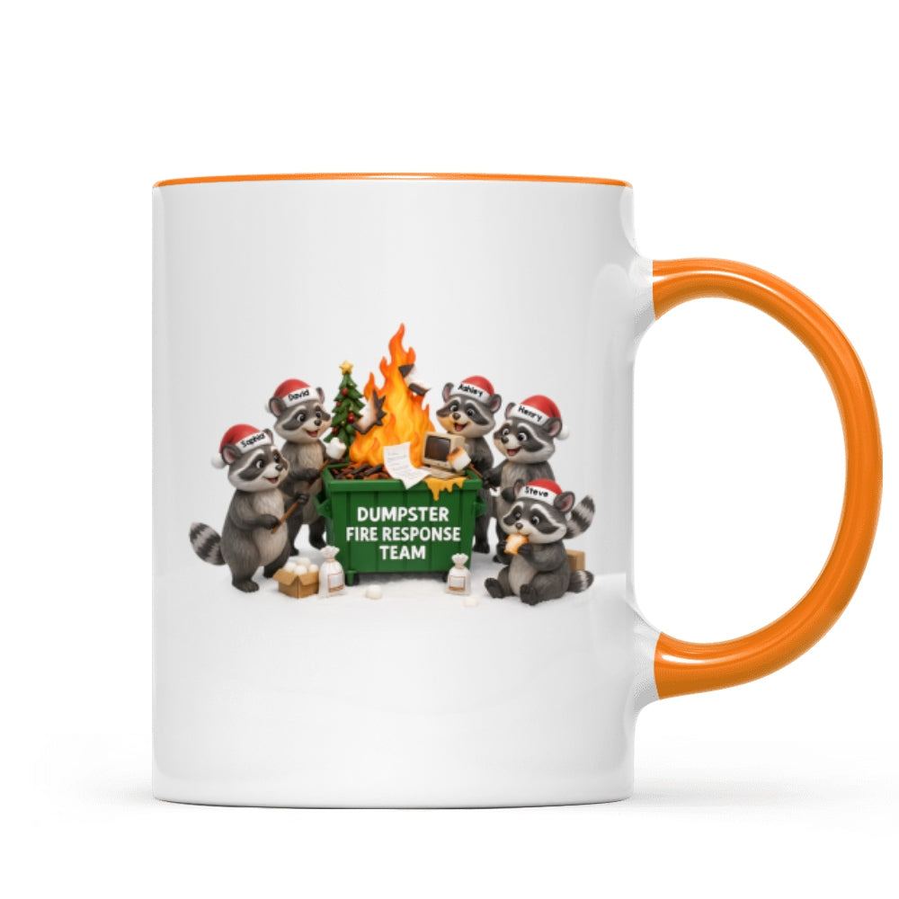 Funny Raccoon Dumpster on Fire Response Team - Personalized Mug - Funny Holiday Gift for Coworkers