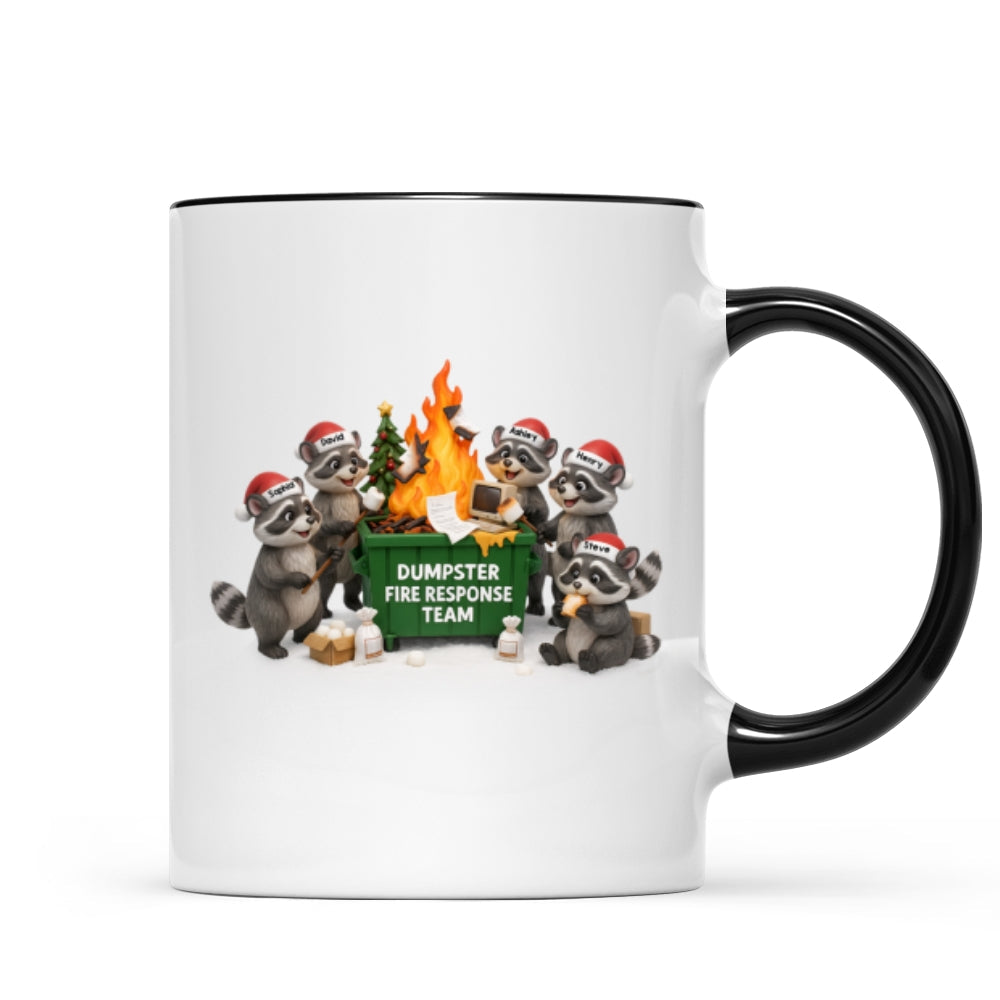 Funny Raccoon Dumpster on Fire Response Team - Personalized Mug - Funny Holiday Gift for Coworkers