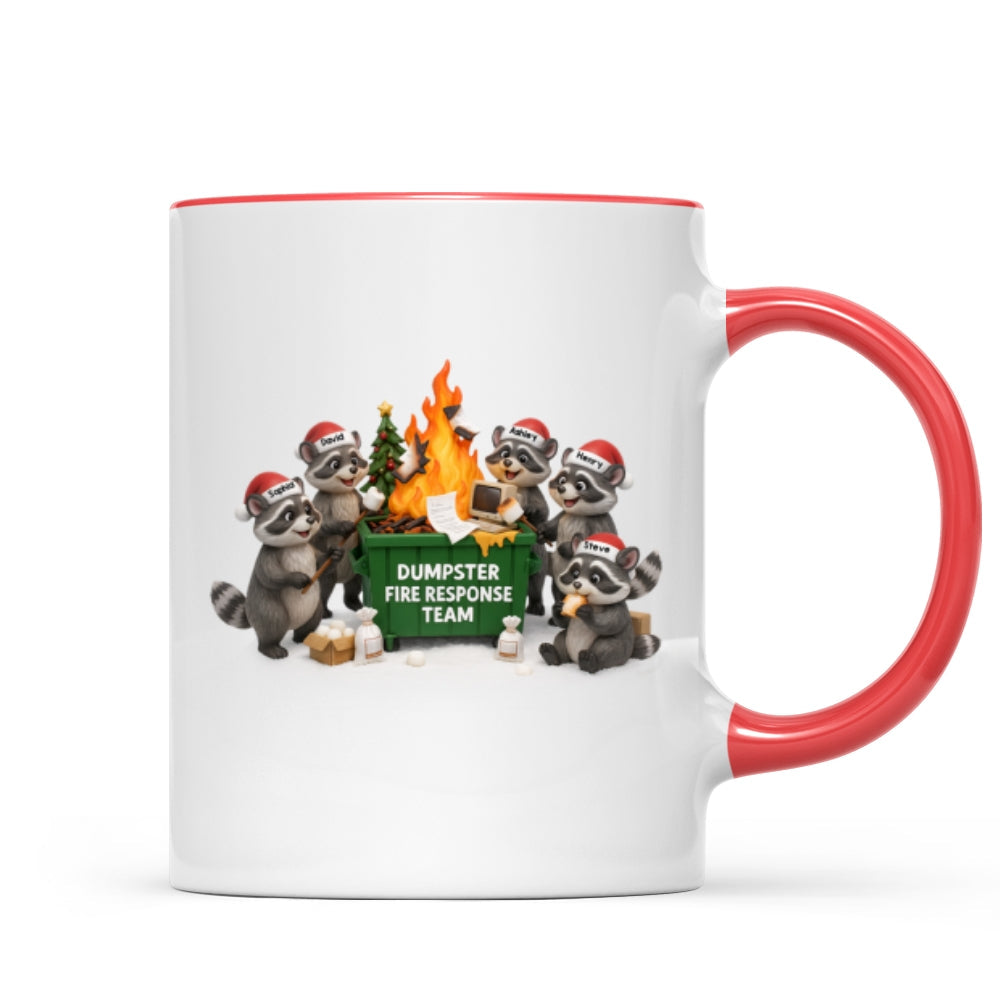 Funny Raccoon Dumpster on Fire Response Team - Personalized Mug - Funny Holiday Gift for Coworkers