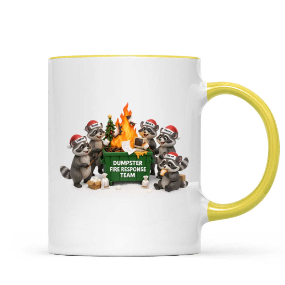 Funny Raccoon Dumpster on Fire Response Team - Personalized Mug - Funny Holiday Gift for Coworkers