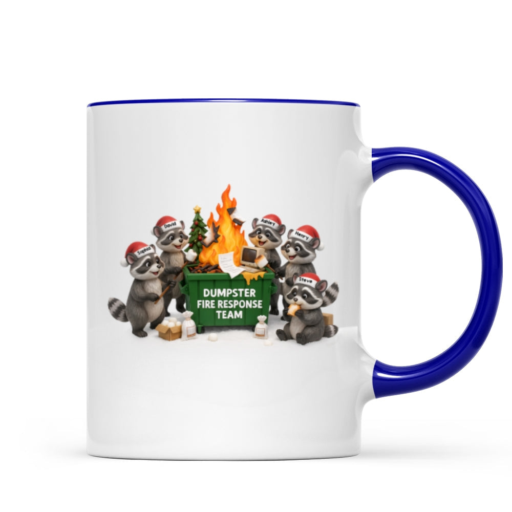 Funny Raccoon Dumpster on Fire Response Team - Personalized Mug - Funny Holiday Gift for Coworkers