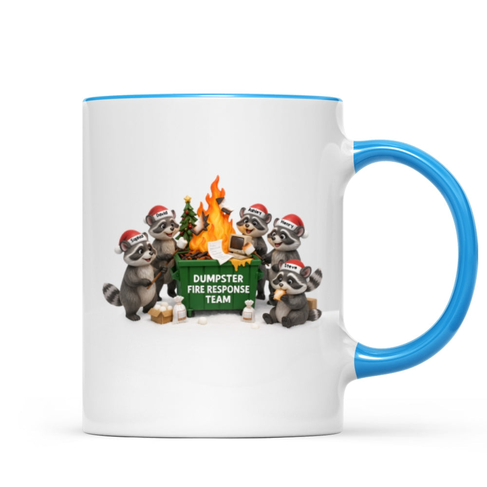 Funny Raccoon Dumpster on Fire Response Team - Personalized Mug - Funny Holiday Gift for Coworkers