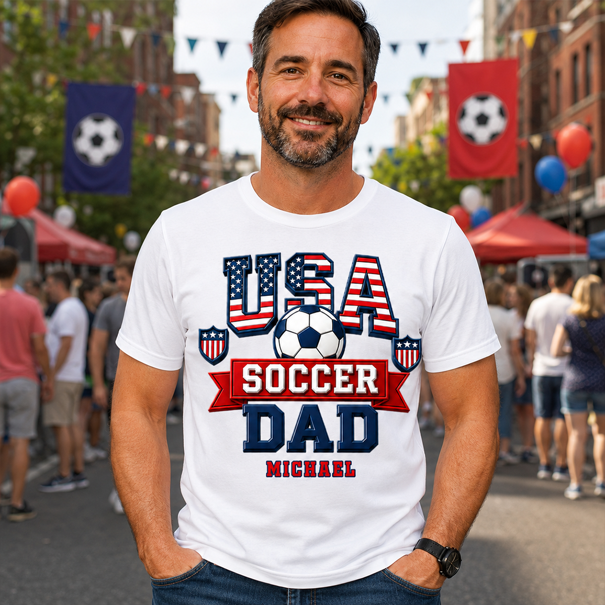 USA Soccer Dad - Personalized Shirt - Gift For Soccer Dad