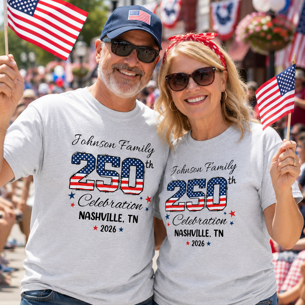 America 250th Anniversary 250 Years Of Freedom 1776 - 2026 - Personalized Shirt - Family Matching Shirt, Patriotic Crew Shirt