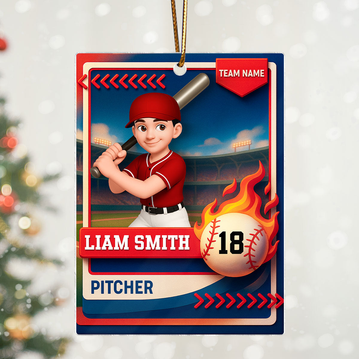Baseball Trading Card - Personalized Acrylic Ornament - Christmas Gift for Son, Daughter, Grandkid