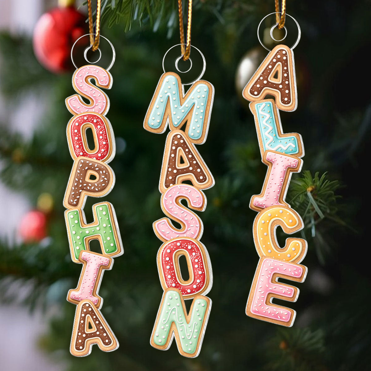 Cookies Christmas Alphabet Custom Family Name - Personalized Acrylic Ornament - Unique Christmas Gift For Family, Loved One