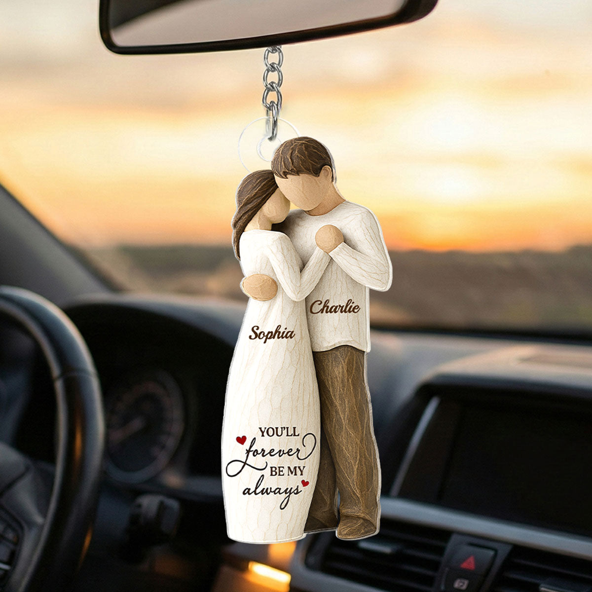 3D Effect Couple You Will Forever Be My Always - Personalized Acrylic Keychain - Gift For Him, Gift For Her