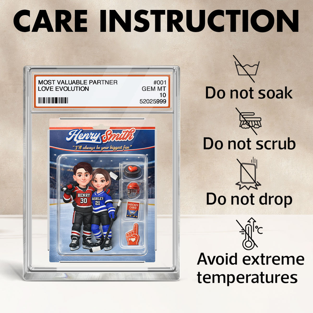 Hockey Couple I'll Always Be Your Biggest Fan Trading Card Style - Personalized Acrylic Block Plaque - Sentimental Gift for Him, Unique Collectible Item