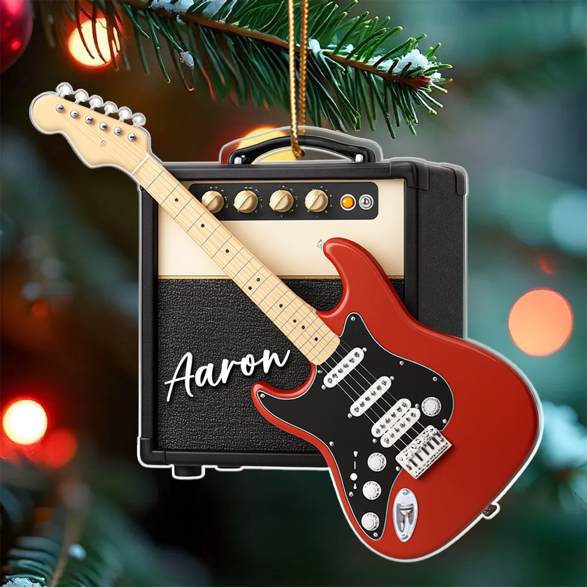 Strumming Story in Every Chord – Personalized Acrylic Ornament – Special Christmas Gift for Guitar Players