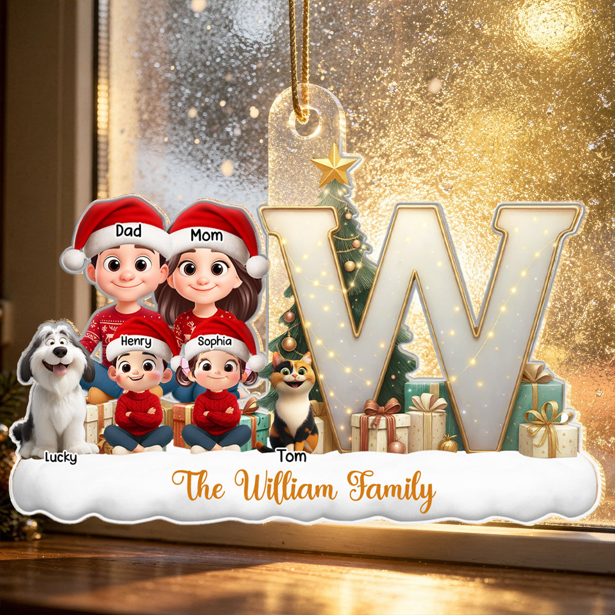 Family Name Initial Letter - Personalized Acrylic Ornament - Christmas Gift for Family