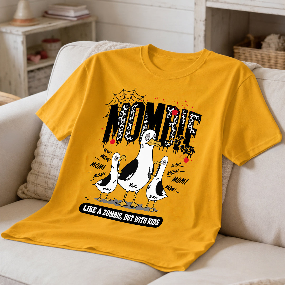 Mombie Like a Zombie But with Kids - Personalized Shirt - Funny Halloween Gift for Mom, Fall Trendy Tee