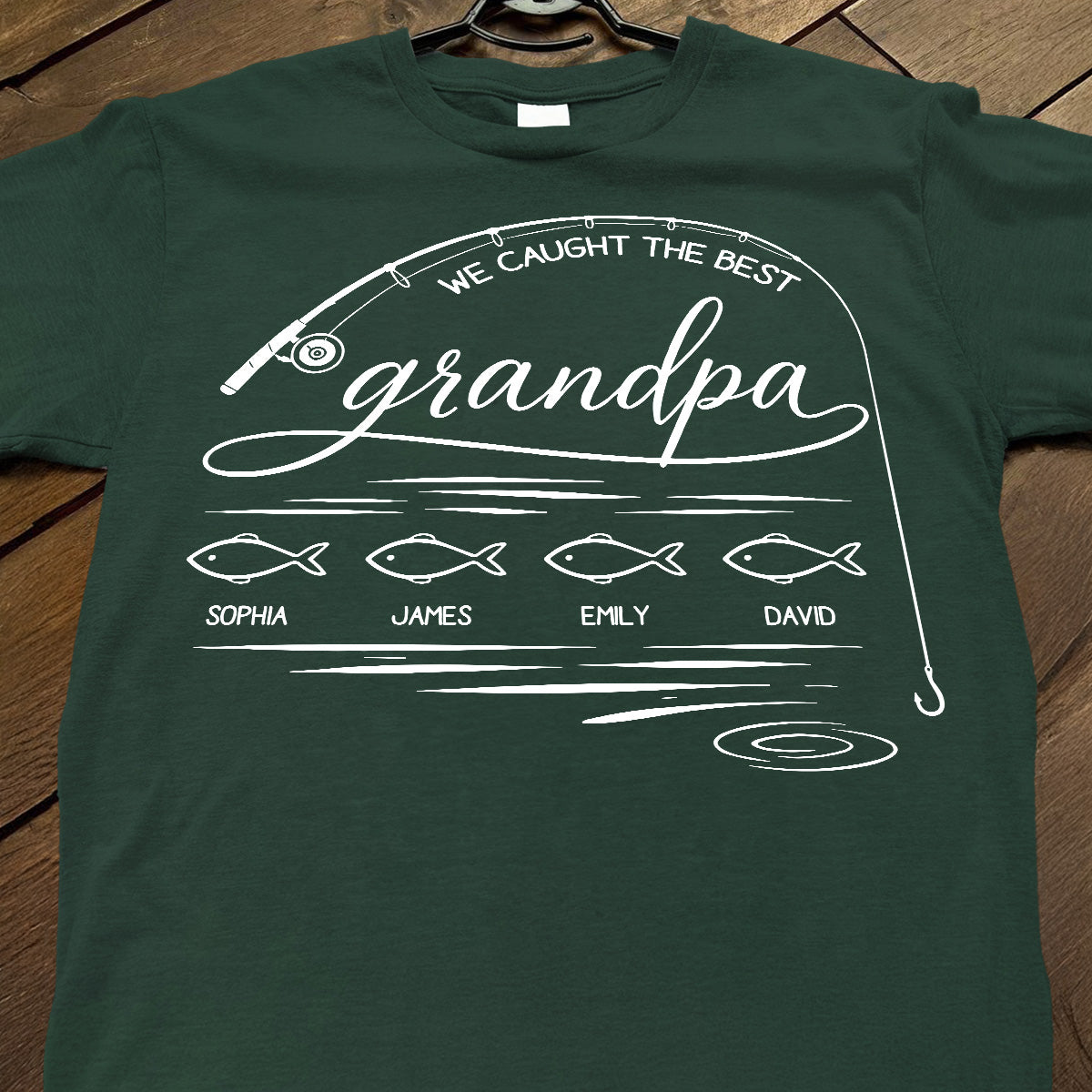 Fishing Dad Grandpa Best Catch Outline Style - Personalized Shirt