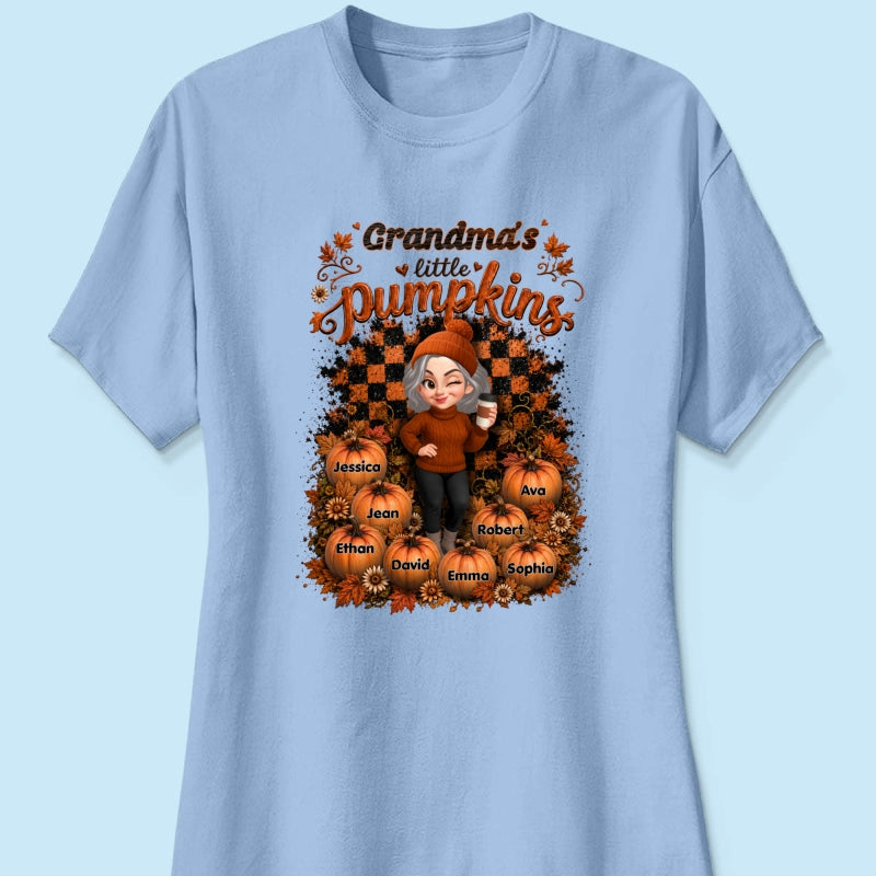Grandma Pumpkin Patch Retro - Personalized Shirt - Fall Season Gift, Gift For Grandma