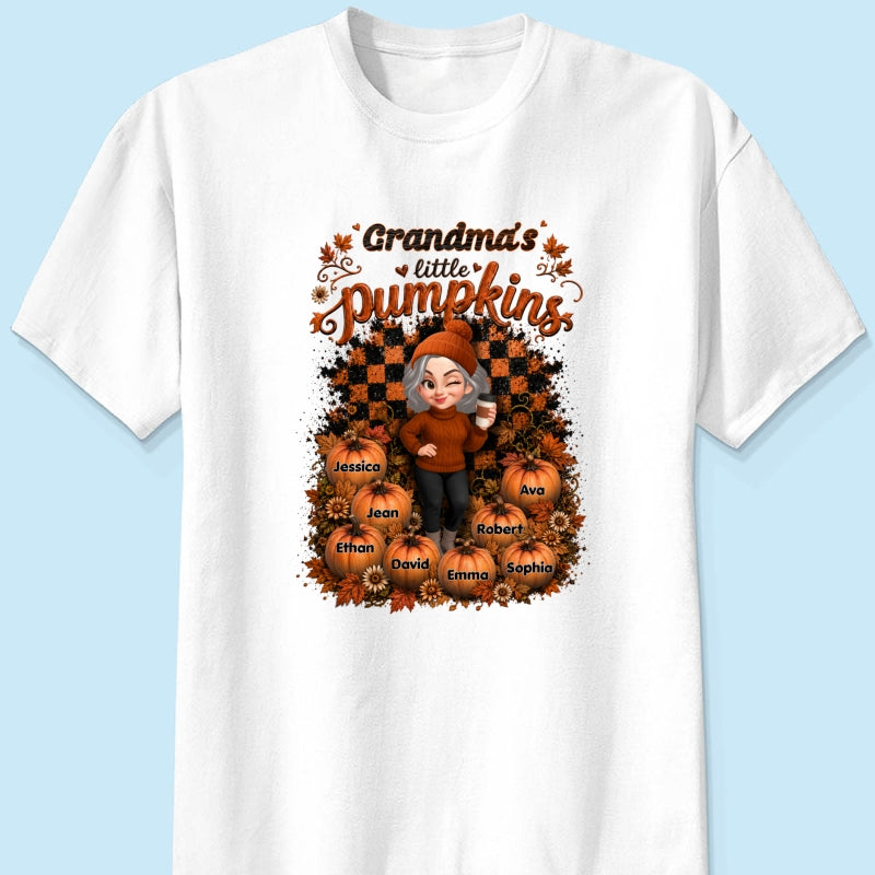 Grandma Pumpkin Patch Retro - Personalized Shirt - Fall Season Gift, Gift For Grandma