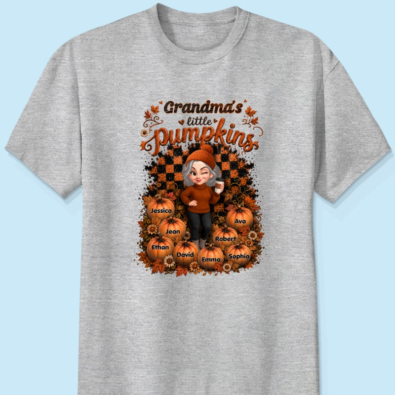 Grandma Pumpkin Patch Retro - Personalized Shirt - Fall Season Gift, Gift For Grandma