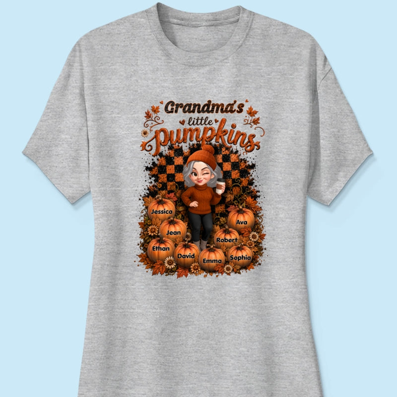 Grandma Pumpkin Patch Retro - Personalized Shirt - Fall Season Gift, Gift For Grandma