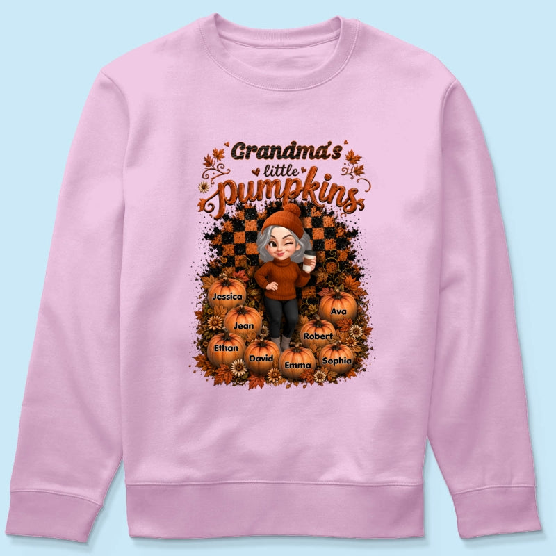 Grandma Pumpkin Patch Retro - Personalized Shirt - Fall Season Gift, Gift For Grandma