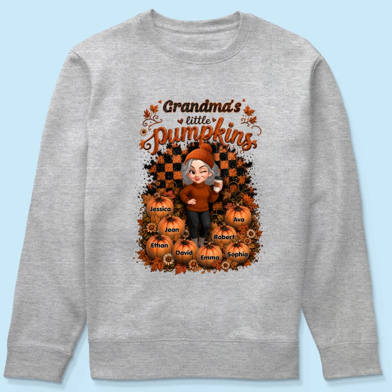Grandma Pumpkin Patch Retro - Personalized Shirt - Fall Season Gift, Gift For Grandma