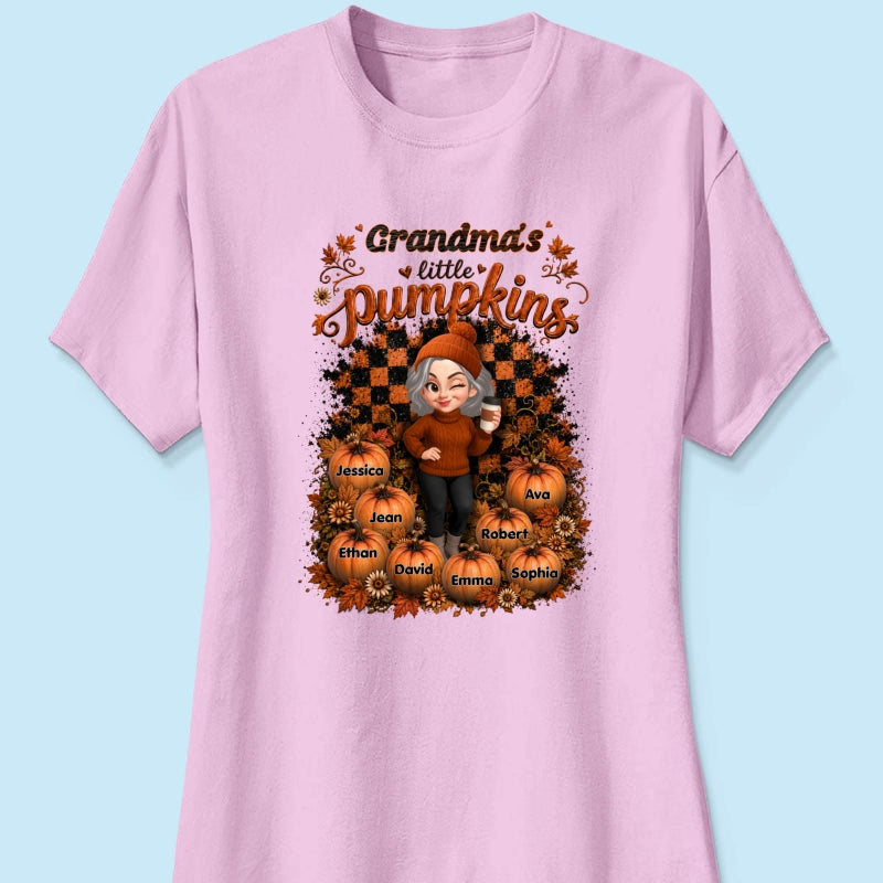 Grandma Pumpkin Patch Retro - Personalized Shirt - Fall Season Gift, Gift For Grandma