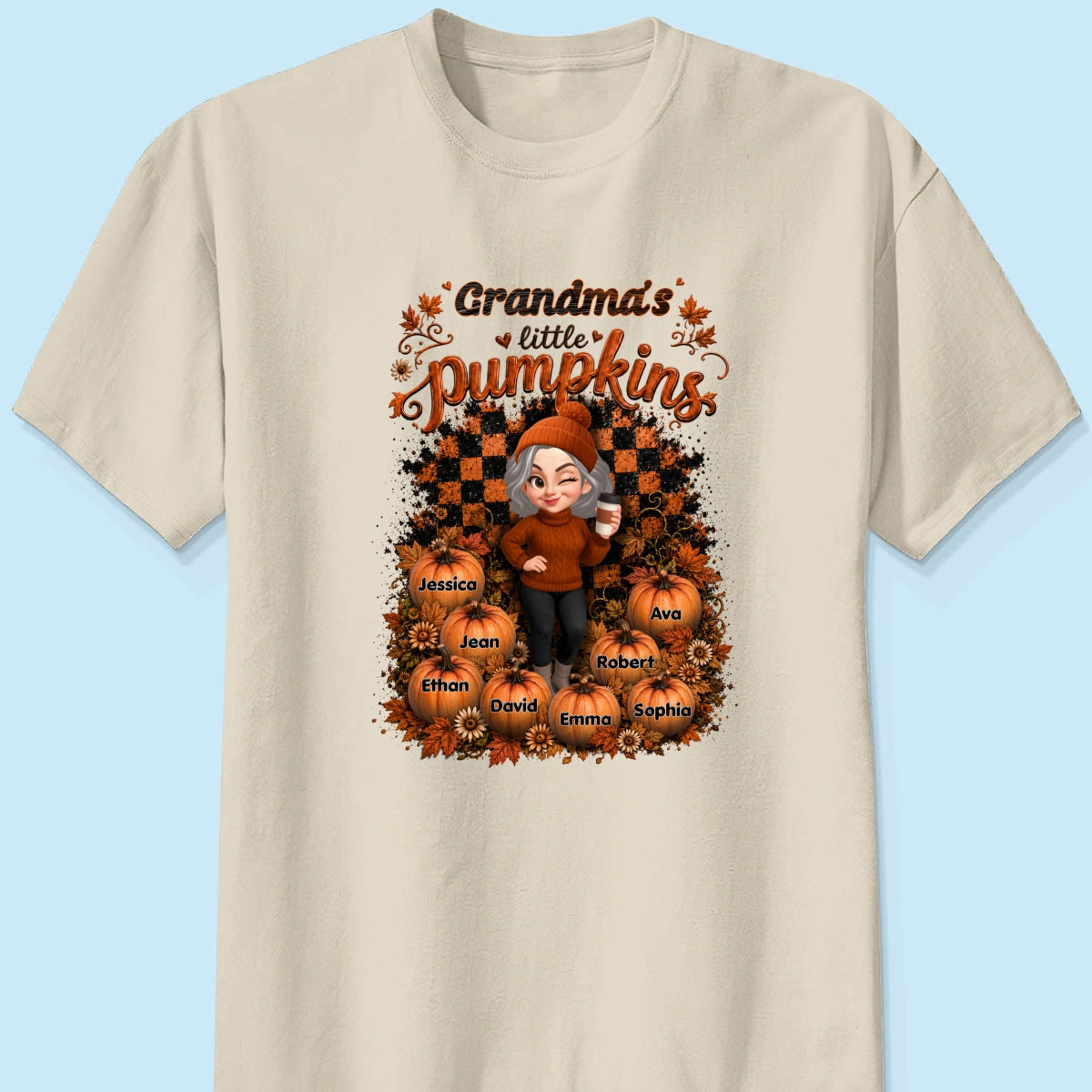 Grandma Pumpkin Patch Retro - Personalized Shirt - Fall Season Gift, Gift For Grandma