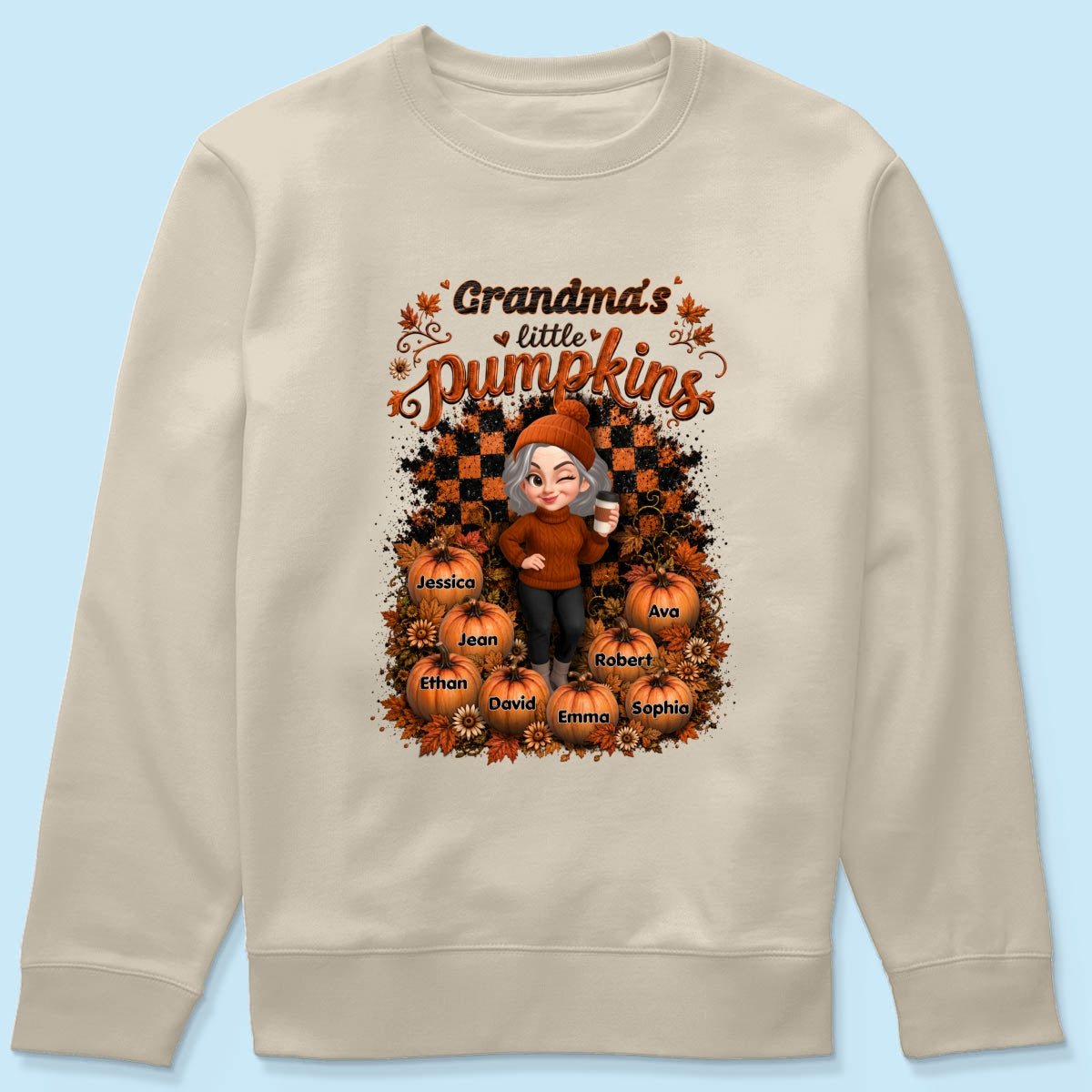 Grandma Pumpkin Patch Retro - Personalized Shirt - Fall Season Gift, Gift For Grandma