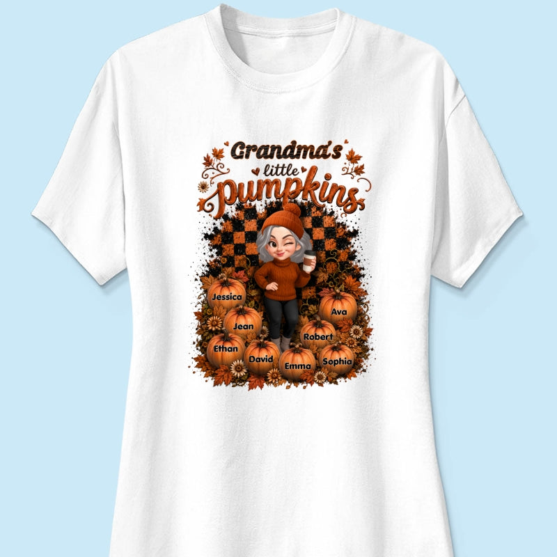 Grandma Pumpkin Patch Retro - Personalized Shirt - Fall Season Gift, Gift For Grandma