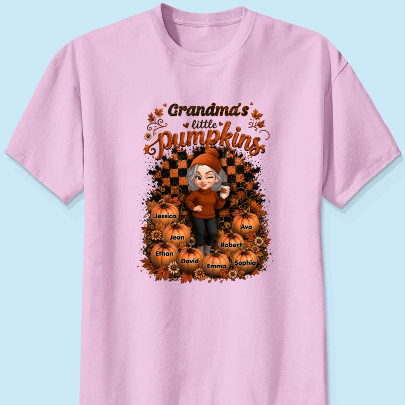 Grandma Pumpkin Patch Retro - Personalized Shirt - Fall Season Gift, Gift For Grandma