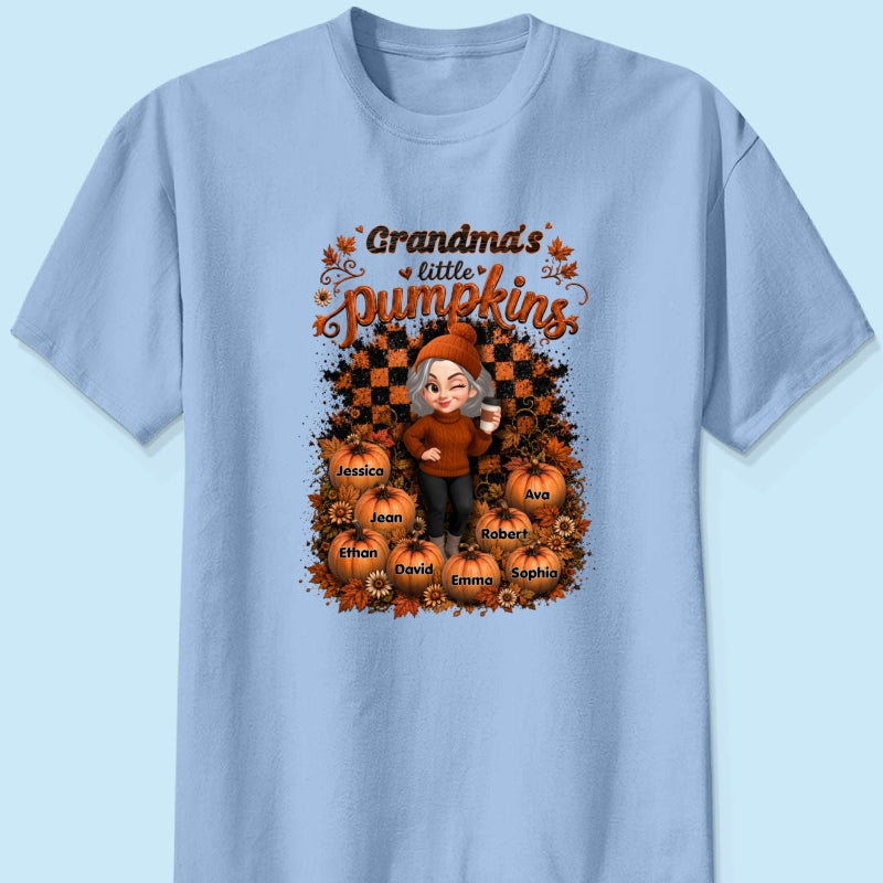 Grandma Pumpkin Patch Retro - Personalized Shirt - Fall Season Gift, Gift For Grandma
