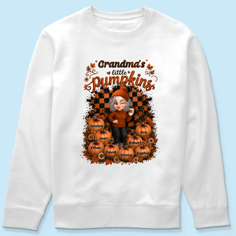 Grandma Pumpkin Patch Retro - Personalized Shirt - Fall Season Gift, Gift For Grandma