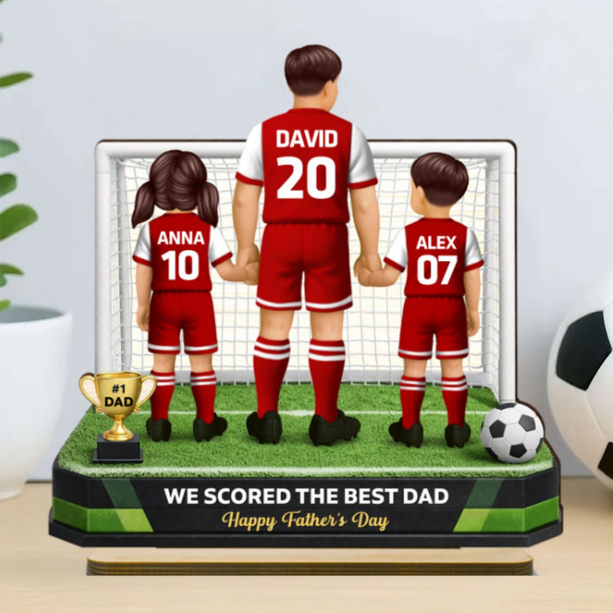 We Scored The Best Dad Soccer - Personalized 2-Layered Wooden Plaque - Heartfelt Gift For Soccer Dad, Gift For Husband