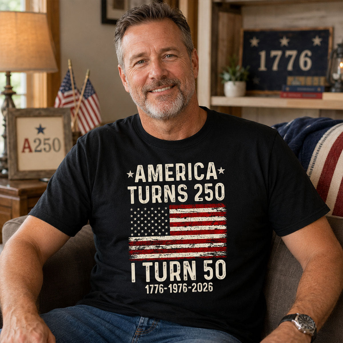 America Turns 250 Personalized Shirt - Birthday Gift for Him, for Her, 250th Anniversary