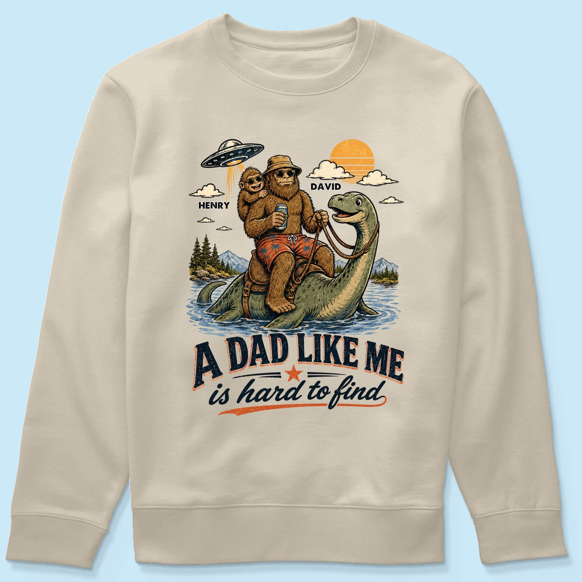 A Dad Like Me is Hard to Find Bigfoot Riding Monster - Personalized Shirt - Father's Day Gift for Dad, Husband