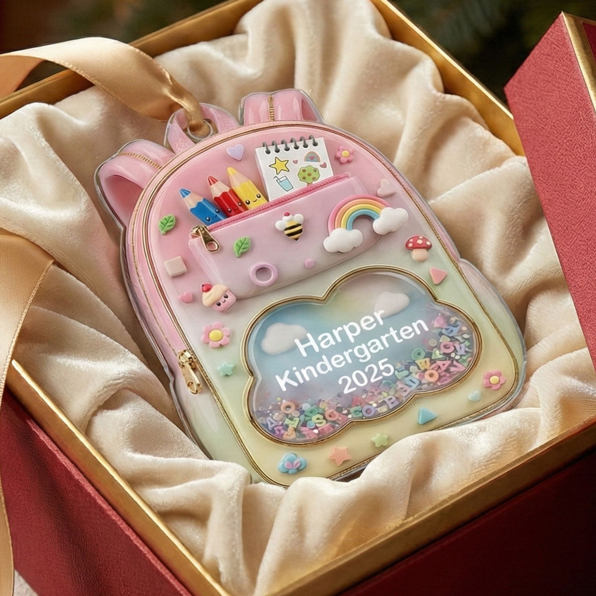 3D Effect Kid School Backpack - Personalized Acrylic Ornament - School Year Milestone For Kids