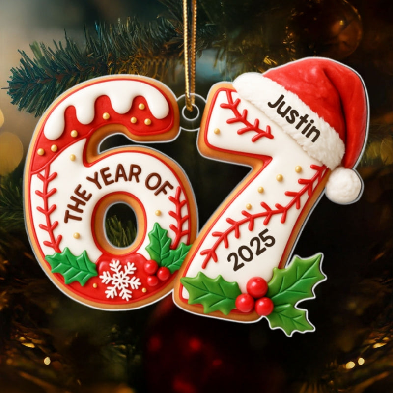 Gingerbread 67 Sports - Personalized Acrylic Ornament - Christmas Gift for Kid, Grandkids