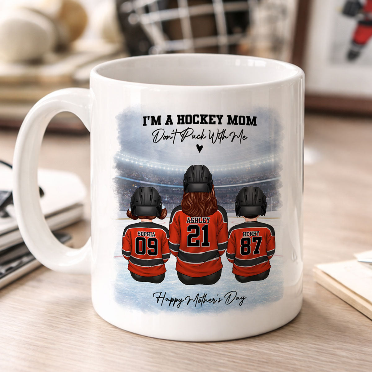 Hockey Mom And Kids - Personalized Mug - Heartfelt Gift For Hockey Mom, Gift For Wife