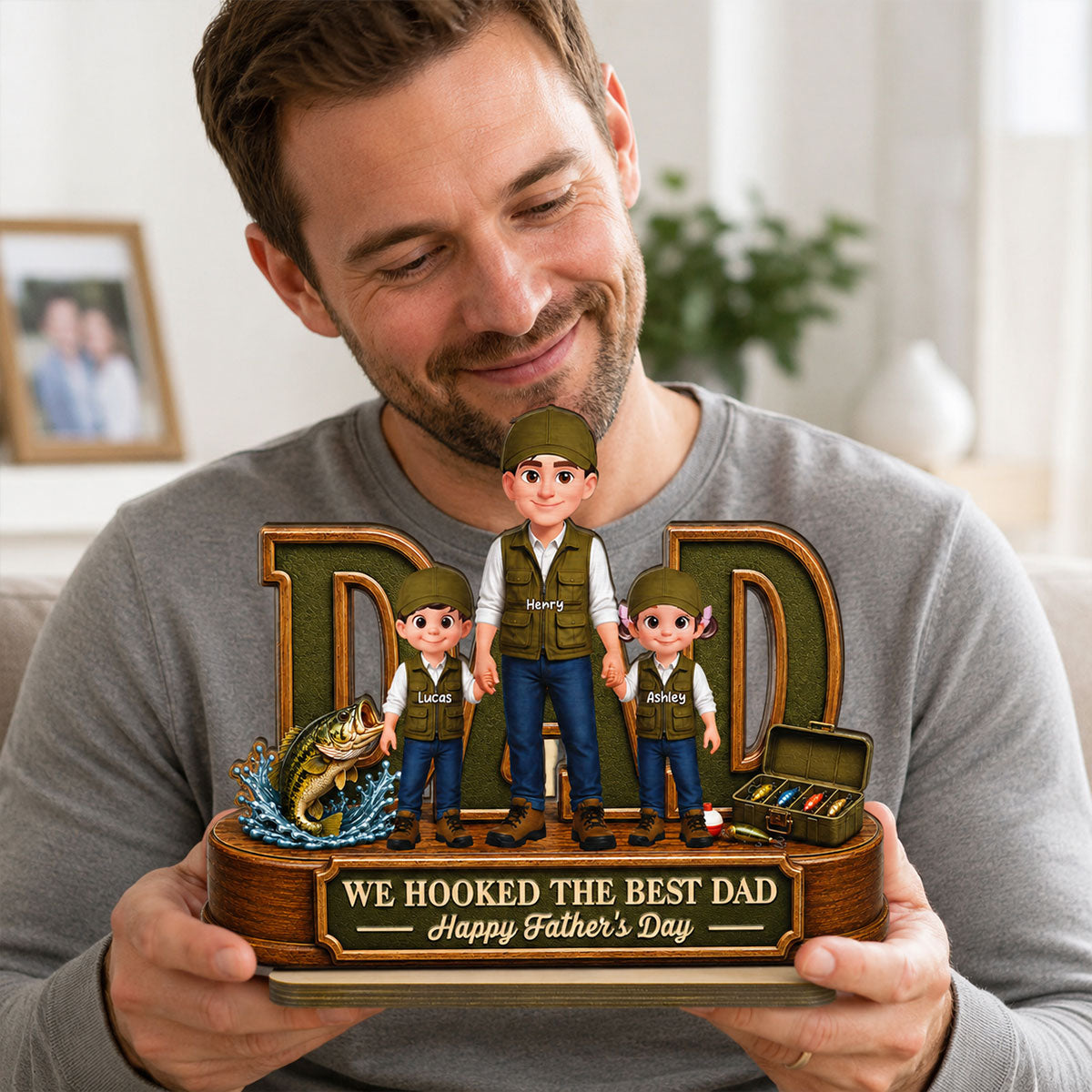 We Hooked The Best Dad Fishing Dad - Personalized 2-Layered Wooden Plaque -  Gift For Fishing Dad, Fishing Lovers