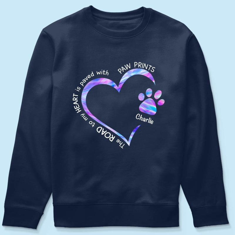 Road Paved With Paw Prints Colorful Personalized Hoodie Sweatshirt