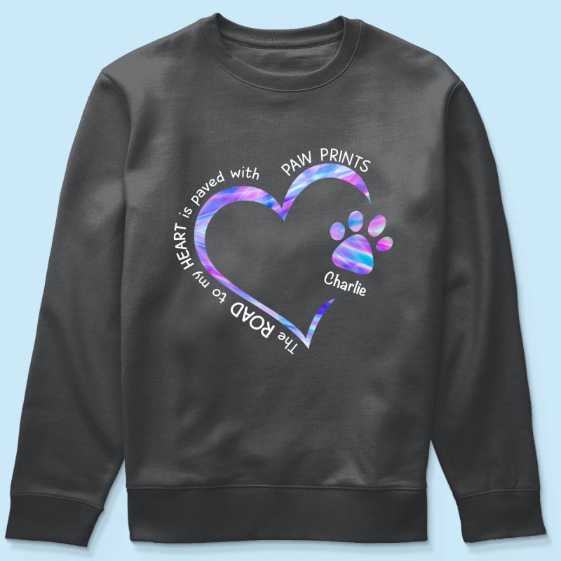 Road Paved With Paw Prints Colorful Personalized Hoodie Sweatshirt