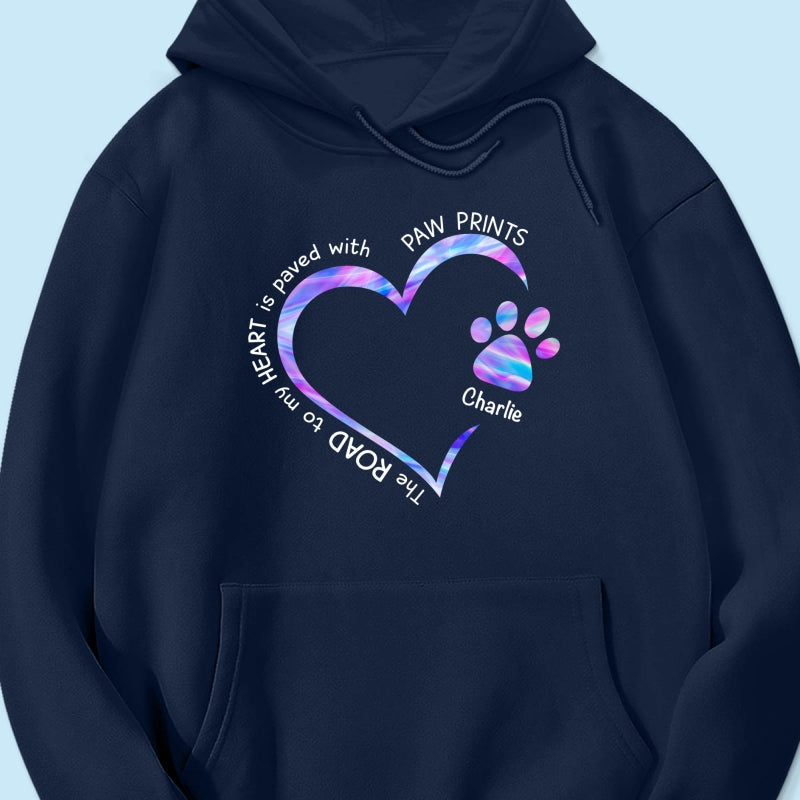 Road Paved With Paw Prints Colorful Personalized Hoodie Sweatshirt