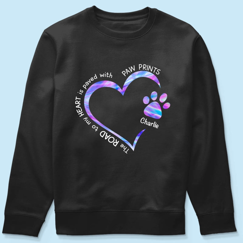 Road Paved With Paw Prints Colorful Personalized Hoodie Sweatshirt