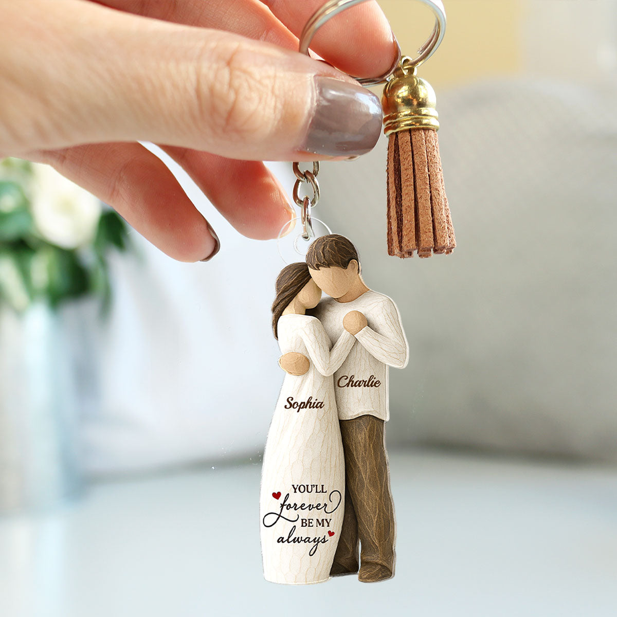 3D Effect Couple You Will Forever Be My Always - Personalized Acrylic Keychain - Gift For Him, Gift For Her