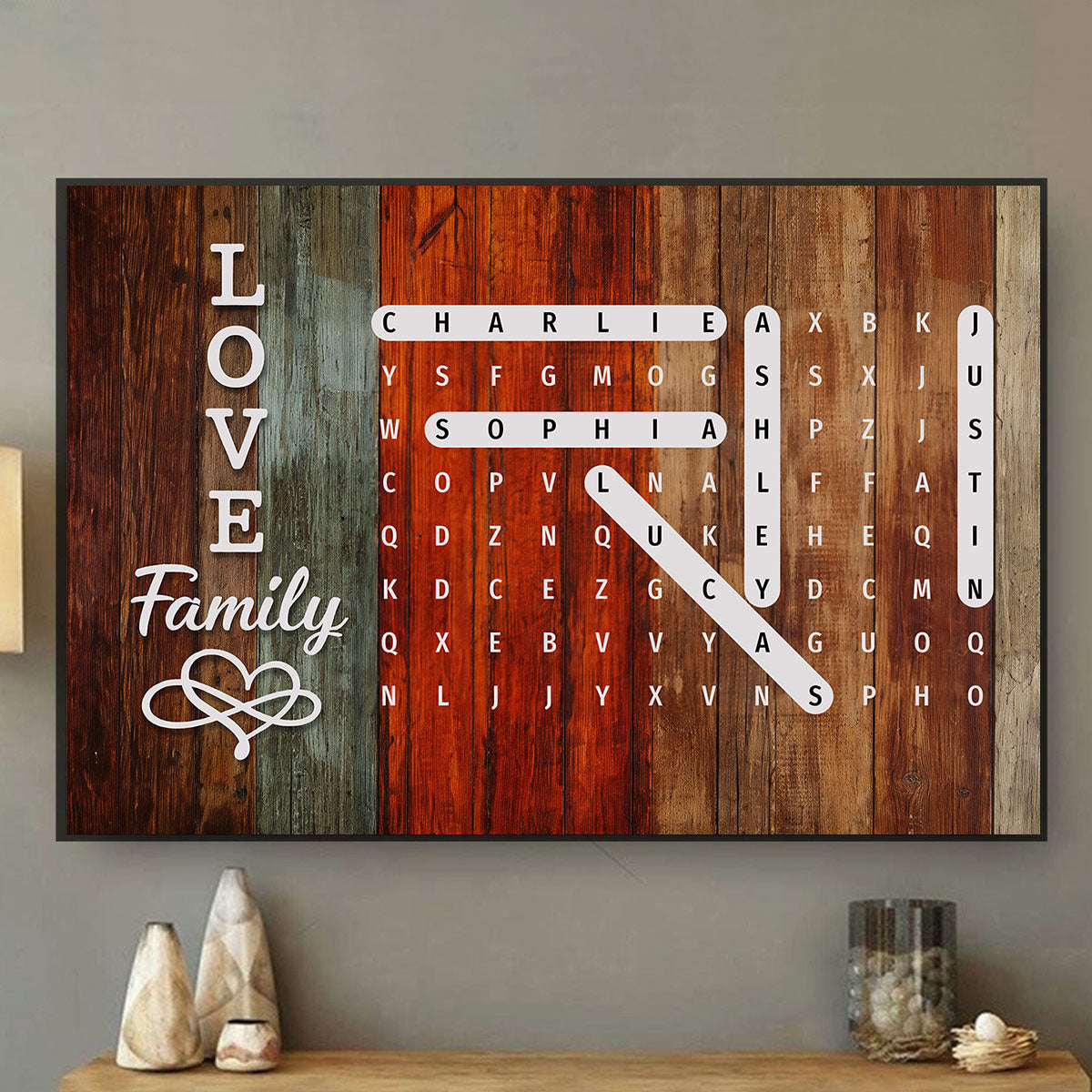 Family Name World Search Puzzle - Personalized Poster - Mother's Day Gift, Gift For Mom