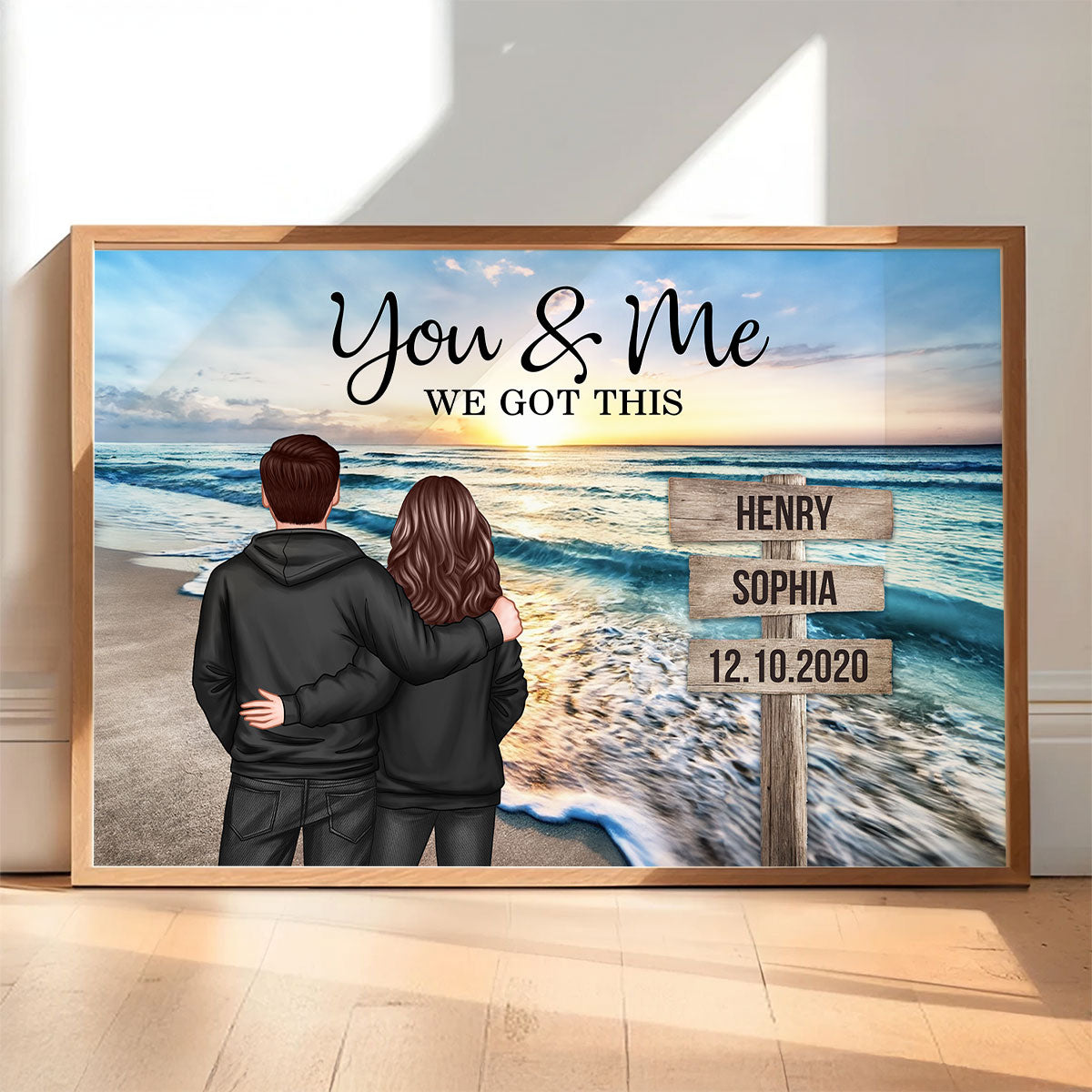 Couple Street Sign Beach Landscape - Personalized Poster - Heartfelt Couple Gift for him, for her