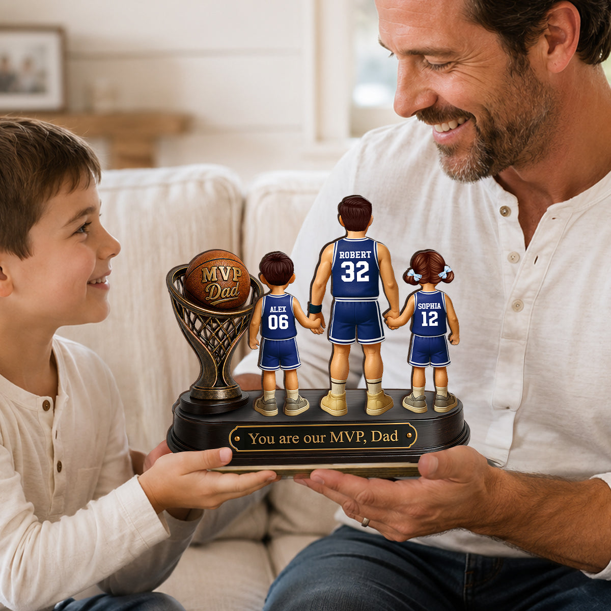 We Scored the Best Dad Basketball Trophy - Personalized 2-Layered Wooden Plaque -  Gift for Dad, Husband