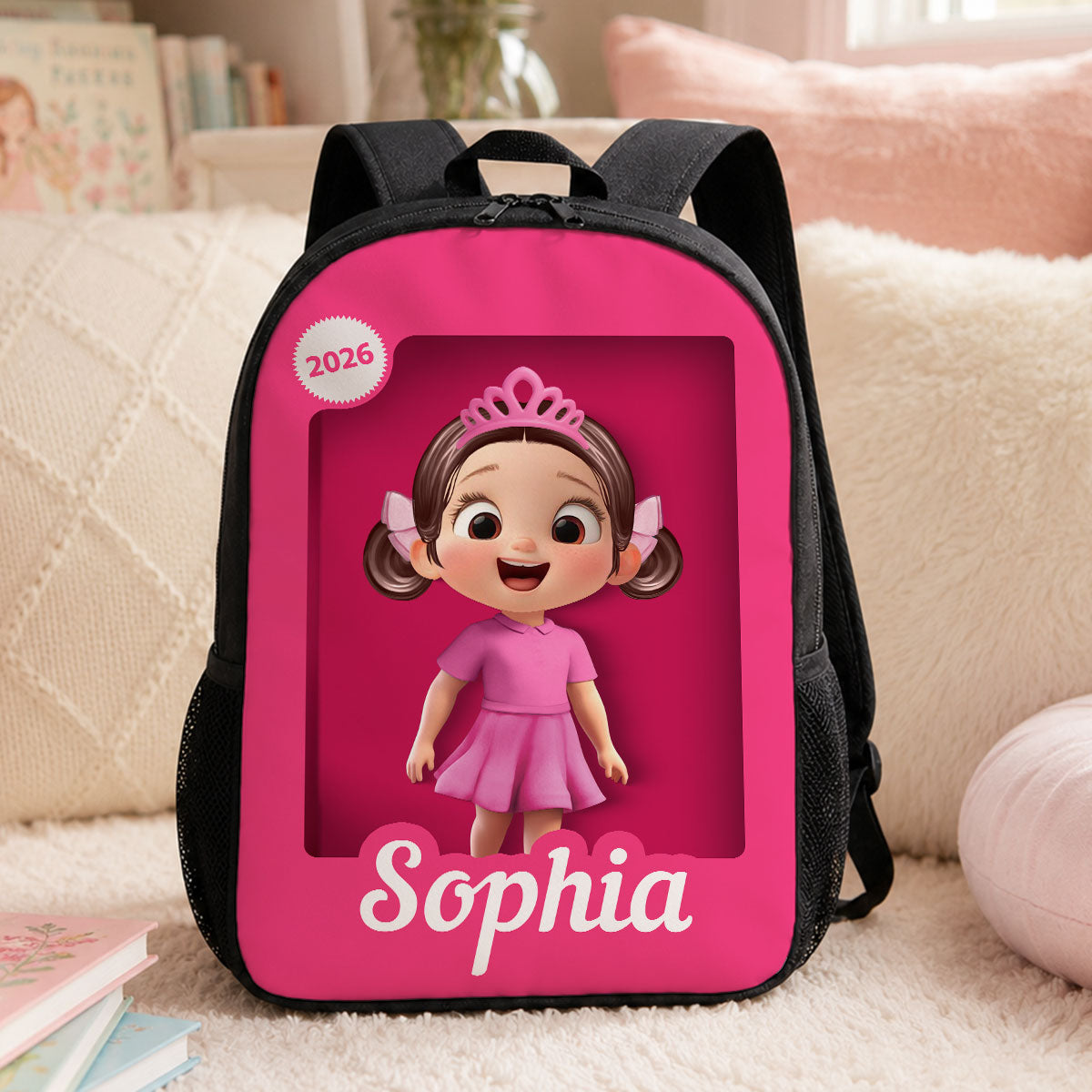 Cute Pink Girl - Personalized Backpack - Back To School Gift For Kids, Daughters, Granddaughters