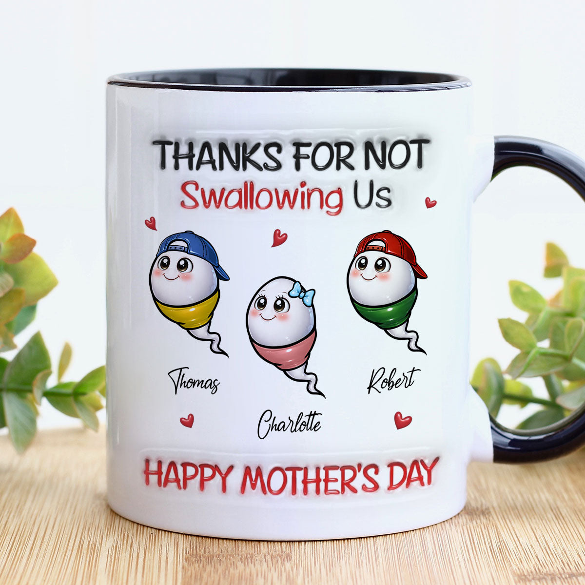 Little Cute Kids Thanks For Not Swallowing Us - Personalized Mug - Funny Mother's Day Gift For Mom
