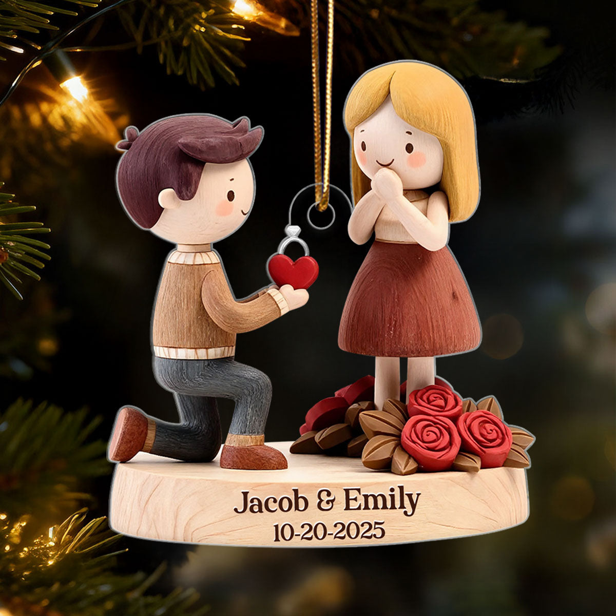 Couple Marriage Proposal Engagement - Personalized Acrylic Ornament - Custom She Said Yes Keepsake