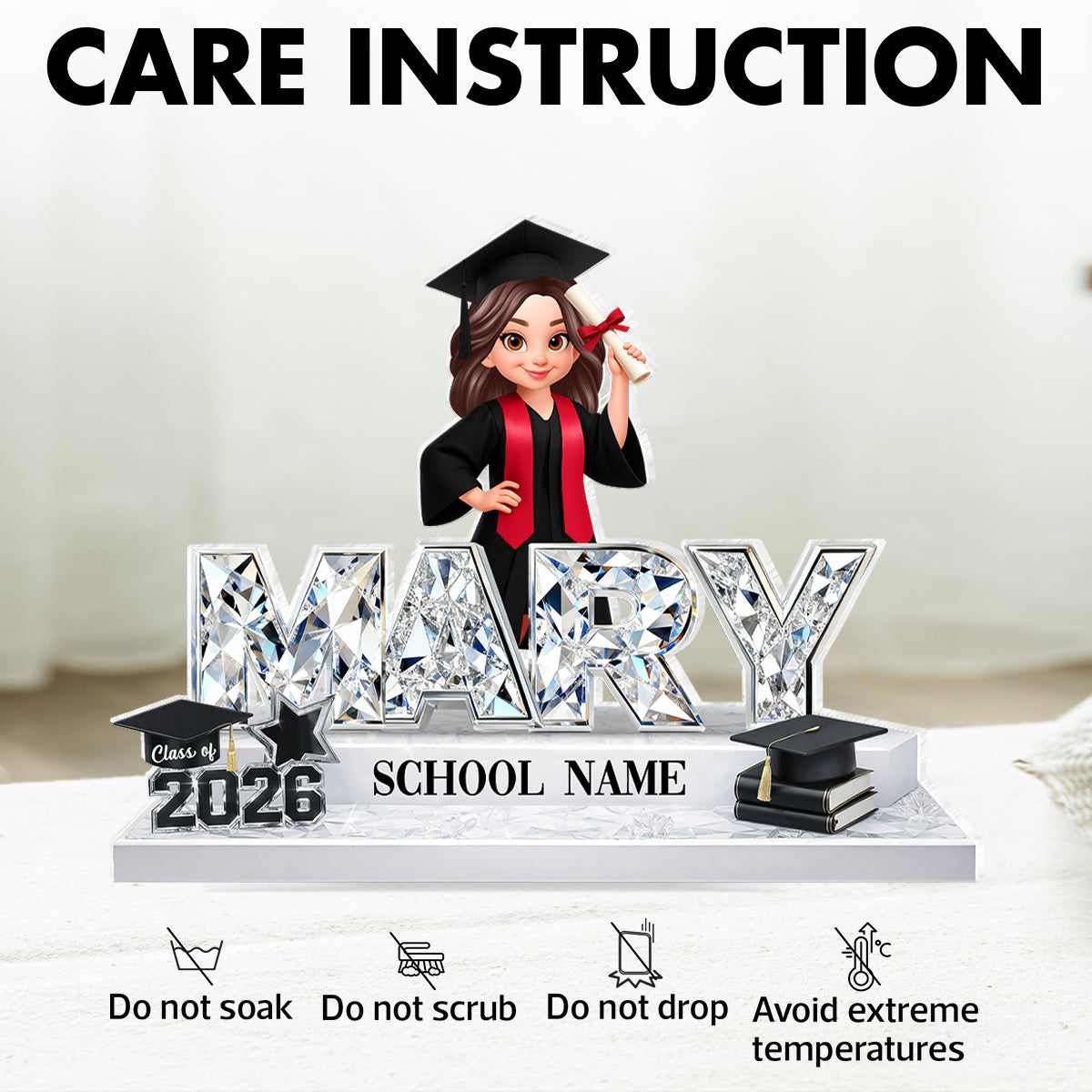 Custom Senior Name Shiny Effect - Personalized Acrylic Block Plaque - 2026 Graduation Gift for Daughter, Son, Grandkids