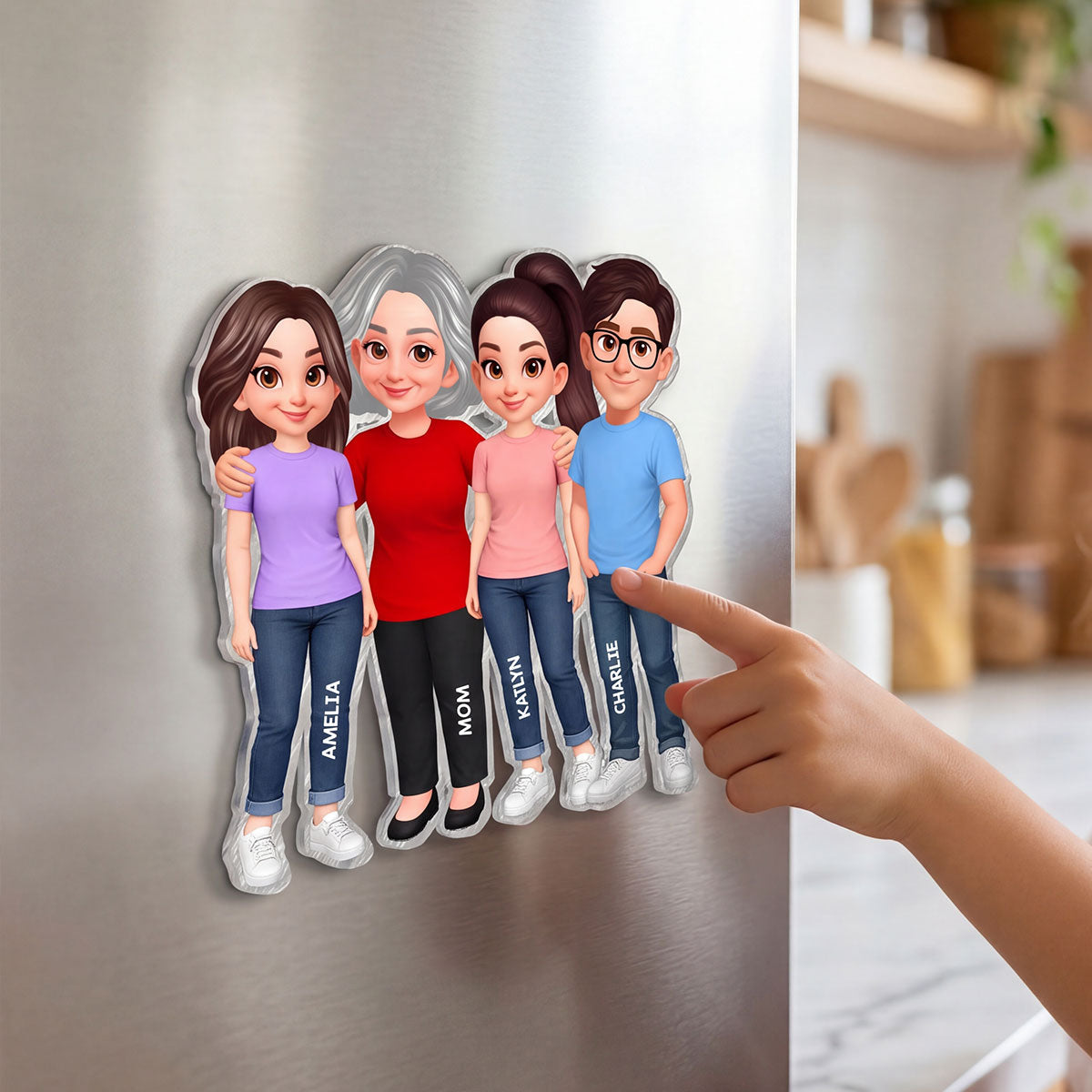 Mom Daughter Son, Grandma Grandchildren Forever Love - Personalized Acrylic Fridge Magnet - Mother's Day Gift For Mom, Grandma