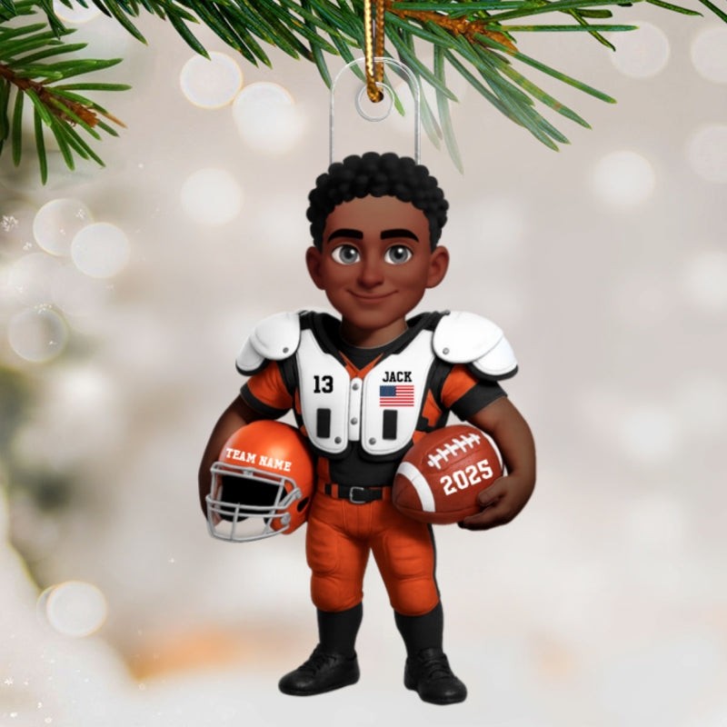 3D Effect Proud American Football Player - Personalized Acrylic Ornament - Gift For Football Lovers, Grandson, Son, Husband